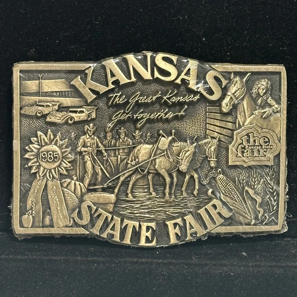 Vintage 1985 Kansas State Fair Commemorative Belt Buckle Hutchinson Limited Ed